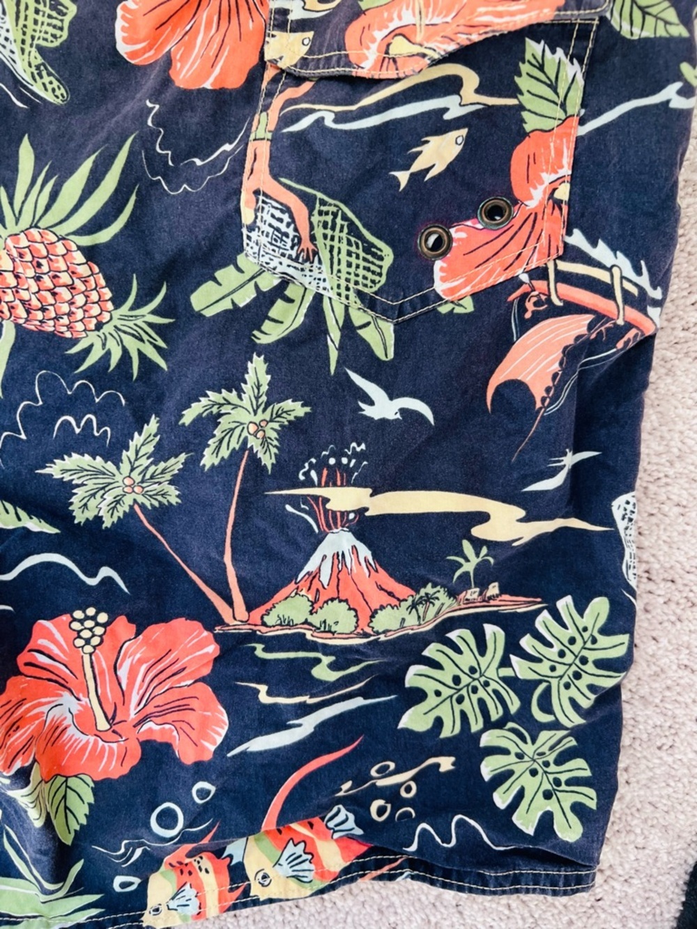 Ralph Lauren Navy Floral & Coral Swim Shorts men’s XXL - Picture 6 of 7